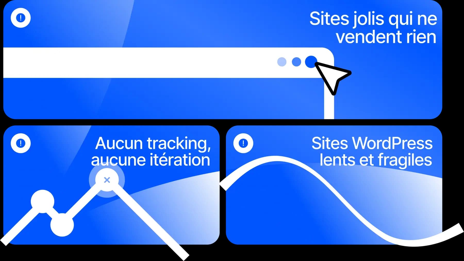 Sites jolis qui ne vendent rien, aucun tracking ni itération, sites WordPress lents et fragiles