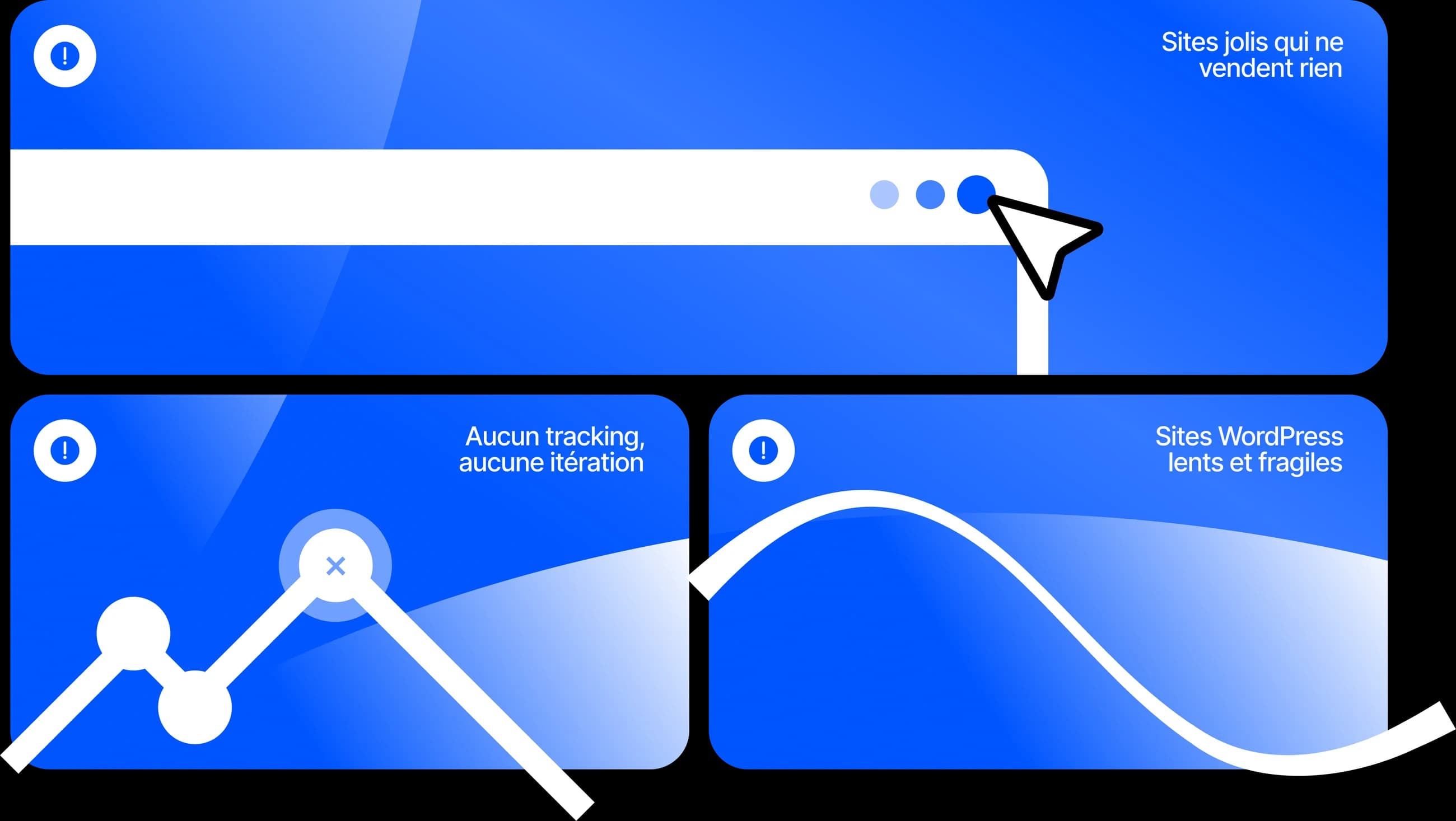 Sites jolis qui ne vendent rien, aucun tracking ni itération, sites WordPress lents et fragiles